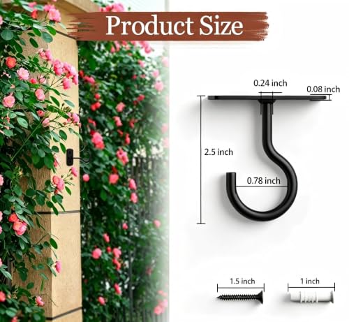 Ceiling Hooks for Hanging Plants 2Pack 2.5in,Wall Plant Hooks Black - color: Black, size: 2.5In 2Pack