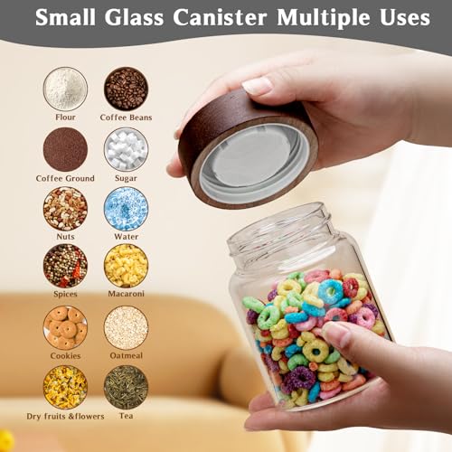 10 oz Small Glass Jars with Top Screw Lid Round Herb Coffee Bean Ground Storage Canister Clear Glass Food Container for Pantry Sugar Tea Coffee Bean Spice Nuts Cookies Bath Salts (2×300ml(10oz)) - color: 2×300ml(10oz)