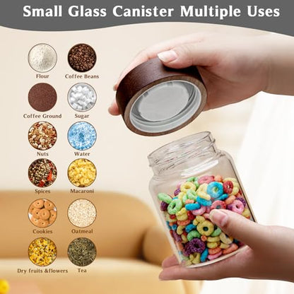 10 oz Small Glass Jars with Top Screw Lid Round Herb Coffee Bean Ground Storage Canister Clear Glass Food Container for Pantry Sugar Tea Coffee Bean Spice Nuts Cookies Bath Salts (2×300ml(10oz)) - color: 2×300ml(10oz)