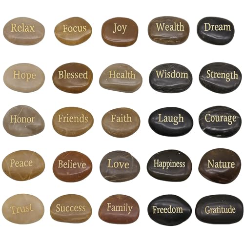 BIGOTTERS 25PCS Inspirational Rocks, Encouragement Stones Engraved Words