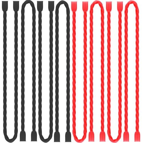 8pcs 12Inch Silicone Cable Ties Reusable Steel-Core Twist Ties Wire Straps - color: Black&red, size: 12 Inch