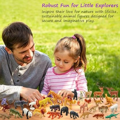 PINOWU Realistic Mini Wild Zoo Animals Figurines Toys 32 Pcs Gift Set for Education and Party Favors, Plastic Forest Safari Animals Lion, Hippo, Tiger, Bear, Elephant, Giraffe etc (Pack of 3) - size: Small (Pack of 3)