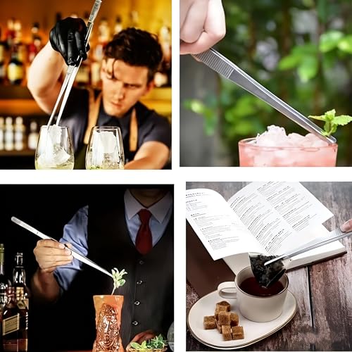 10Inch Fine-Tip Kitchen Tweezers Tongs – Extra-Long Stainless Steel Cooking Tweezers Dishwasher Safe for Grilling, Baking & Food Prep (10In Bent BBQ Tongs) - color: 10in Bent Bbq Tongs