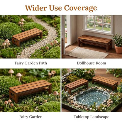 Garneck 3pcs Miniature Wooden Bench Set 1:12 Dollhouse Furniture Bench Mini Simulation Furniture Mini Chair Decor for Fairy Garden and Tabletop Micro Landscape Tiny House Decor