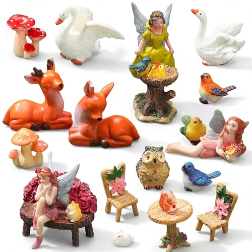 Wenqik 26 Pcs Miniature Fairy Figurines Mini Garden Accessories Tiny Fairies Figurine Decor Mini Garden Diorama Kit Micro Landscape House Fairies Figures for Home Lawn Decoration(Classic) - style: Classic