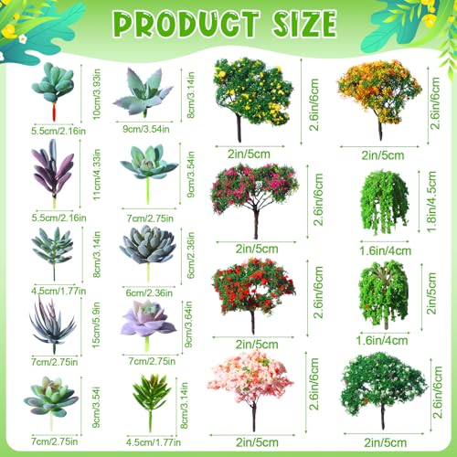 WinnerWhy 116 Pcs Fairy House Accessories Kit Miniature Garden Accessories Terrarium Decoration Mini Diorama Figurines Miniature Landscape Trees Simulated Succulents for DIY Garden Doll House Craft