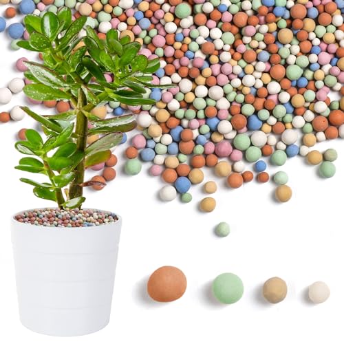 Beeveer 5.5 LBS Leca Clay Pebbles for Plants, Expanded Clay Balls Multi Color, Lightweight Hydroponics Growing Media for Succulents Orchids Aquaponics Drainage Potting Mix Decoration(3-10 mm)