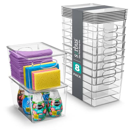 Sorbus Large Clear Plastic Storage Bins with Lids, Clear Stackable Storage Bins, Laundry Room Organizer Bins, Office, Classroom, Playroom, Bathroom, Laundry Room Organization and Storage (8 Pack) - size: Large, style: 8 Pack