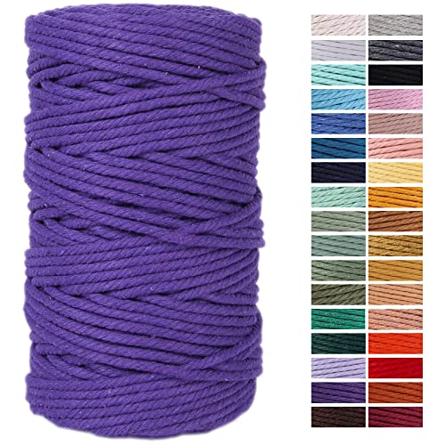 Dark Purple Macrame Cord 4mm x 109Yards,Colored Cotton Rope Craft Cord Colorful Cotton Cord Twine for Wall Hanging Plant Hangers Crafts Knitting Decorative Projects - color: Dark Purple, size: 4mm x 109yards