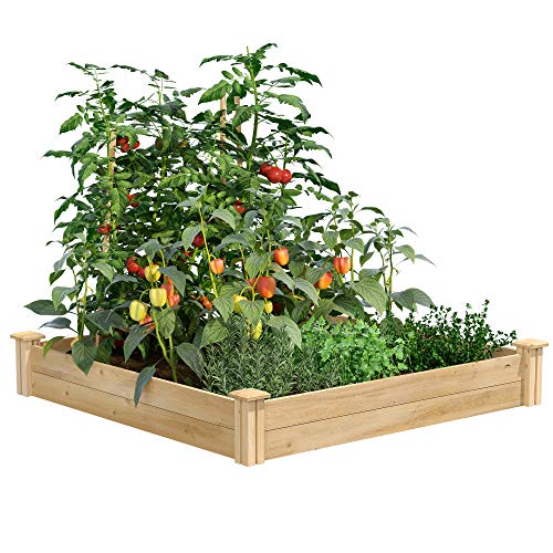 Greenes Fence Premium Cedar Raised Garden Bed, 4' x 4' x 7" (3/4" Thick) - Made in USA with North American Cedar - size: 4 Foot x 4 Foot x 7 Inch