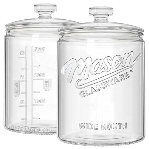 1 Gallon Glass Cookie Jar with Lid, 5.7'' Wide Mouth Mason Jars - size: 1 Gallon (2 Pack)