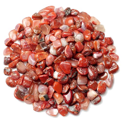 WAYBER Natural Crushed Red Agate Quartz Decorative Gravel Stones, 2 Lbs - color: Red, size: 2 Pounds