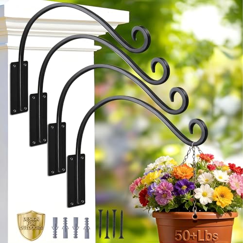 Heavy Duty 12 Inch Plant Hangers Bracket Outdoor 4 Pack Bird Feeder Hanger - size: 12in-4Pack