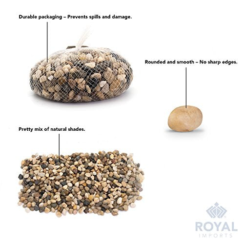Royal Imports River Rocks, Aquarium Gravel – Natural 1"- 1.5" - 5 lbs | Decorative Ornamental Vase Filler Pebbles for Potted Plants, Terrariums, Vases, Succulents, Fish Tank Gravel, DIY & Crafting - size: Medium - 5 lbs, style: Natural