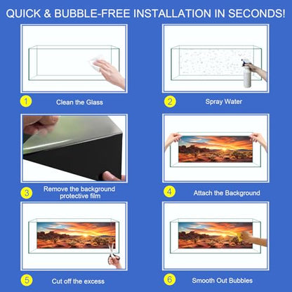 Reptile Background Film, Static Cling, Glue-Free, Desert, 19.6"H×59"W | No Glue Static Cling • Spray Water to Apply • Realistic Desert Scene • Natural Terrarium Look • Reusable • Easy Trim - size: 19.6 X 59 Inches