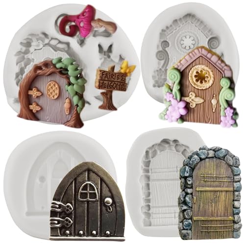 Garden Fairy Home Door Silicone Fondant Mold Set of 4