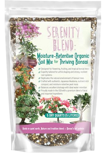 GARDENWISE Serenity Blend Bonsai Soil Mix – Moisture-Retentive & Organic for Flowering, Fruiting, and Tropical Bonsai Trees – Handcrafted in The USA with Akadama & Compost (1 Quart) - color: Serenity Moisture-Retentive Bonsai Soil, size: 1 quart