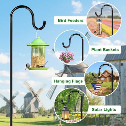 ANIDEER 84" Shepherds Hooks for Outdoor, Heavy Duty Bird Feeder Pole with 7 Prongs Base for Hanging Lantern, Hummingbird Feeder, Plant Baskets, Shepherds Hook for Bird Feeders for Outside, 1 Pack - size: 84 Inch