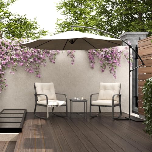 Bistro 3 Piece Patio Furniture Set, Patio Table and Rattan Outdoor Rocking Chairs Set of 2, Outdoor Bistro Conversation Set for, Garden, Balcony, Poolside, Backyard, Beige - color: Beige