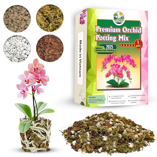 DUSPRO 4in1 Orchid Potting Mix for Repotting, Pre-Mixed & Ready to Use, 1QT - size: Orchid Potting Mix 1 Quart