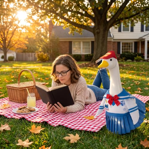 23Inch Porch Goose Outfits Back to School Lawn Garden Geese Uniform Clothes | Lawn Goose Clothes, 19-23inch Geese Costume, Weather Resistant Fabric - color: Back-to-school