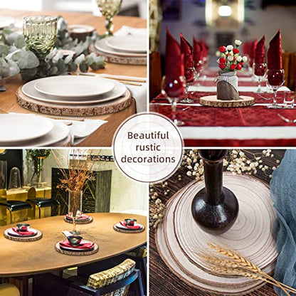 Maputune 8 Pcs 12-13 in Large Unfinished Wood Slices for Centerpieces, Natural Rustic Wooden Plate for DIY Craft, Round Wood Chips for Signage Painting Wedding Party Christmas Decor - size: 12-13 IN, 8pcs