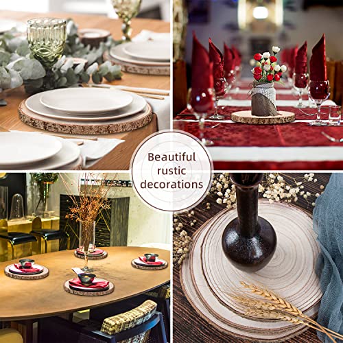 Maputune 8 Pcs 11-12 in Large Unfinished Wood Slices for Centerpieces, Natural Rustic Wooden Plate for DIY Craft, Round Wood Chips for Signage Painting Wedding Party Christmas Decor - size: 11-12 IN, 8pcs