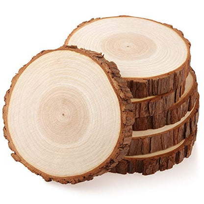 Fuyit Large Unfinished Wood Slices, Natural Wooden Discs with Barks | 6pcs 6-6.3 inch Rounds, Rustic Centerpiece Base, Wedding & Table decor, Painting & Lettering DIY Crafts - size: 6-6.3 Inches