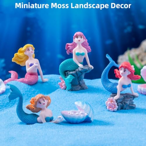 4 Pcs Mini Mermaid Figurines,Fairy Garden Accessories for Cake Decor