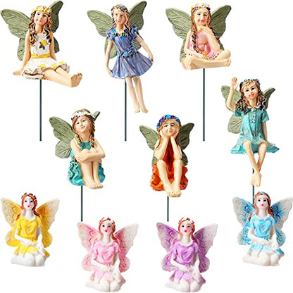 Jetec 10 Pcs Fairy Garden Fairies Figurines Miniature,Classic Color - color: Classic Color