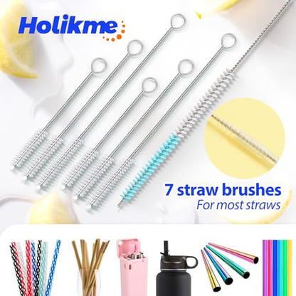 Holikme Bottle Brush Tube Cleaning Lab Set with Long Handle,Blue | Straw Cleaner Brush for Cup Cleaner for Washing Narrow Neck Beer Wine Decanter Pipes Lids Sinks Cap Covers - color: Azul