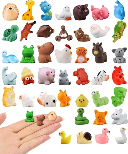 42pcs Mini Resin Animal 42 Styles Tiny Resin Animals Miniature Little Small Animal Figures for Fairy Garden Accessories, Dollhouse Decorations, DIY Miniature Scenes, Birthday Party Favors