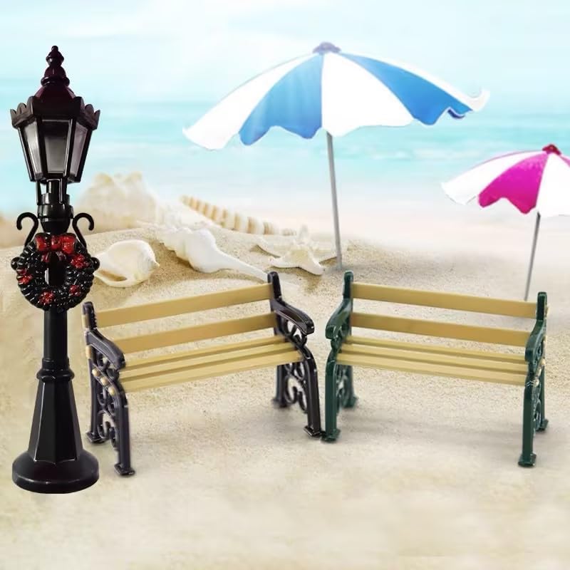 Miniature Park Bench Dollhouse Decoration Accessories Miniature Dollhouse Miniature Park Bench Scale Accessories Mini Fairy Garden Chairs Set for DIY Crafts, Dollhouse Ornament(1.9x0.9x1.3 inch)