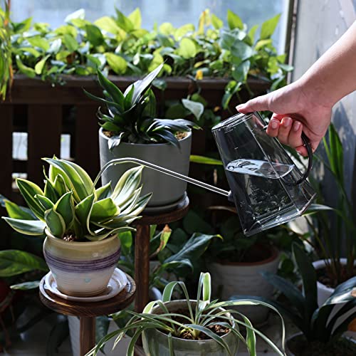 Goowin Watering Can Indoor Plants, 47 oz Long Spout House Plant Flower Watering Can, Creative Wide Opening Plastic Watering Can with 16 oz Spray Bottle & 8.5 oz Squeeze Bottle, Grey - color: Gray