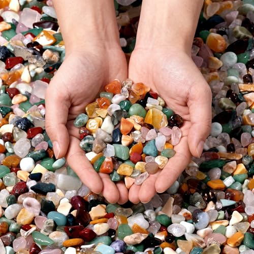 Mixed Crystal Chips Bulk 1lb 1200+Pcs Assorted Natural Tumbled Stone Chips Polished Gemstone Gravel for Aquarium, Succulent Plants, Terrarium, Vase Filler & DIY Crafts - color: Mixed Crystal Chips, size: 1LB