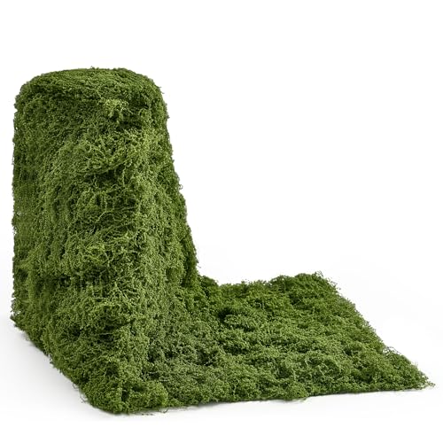 Artificial Moss Mat 11.8" x 8.85ft, Faux Moss Roll Runner Sheet for Crafts & Wedding Decor, Reusable Green Nylon Fake Moss Roll for Garden Theme Party, Fireplace & Table Display - size: 12x106inch