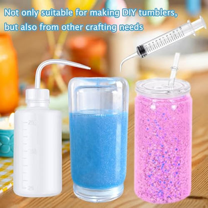 13PCS Snow Globe Tumbler Making Supplies for DIY Glitter Cups | Squeeze bottle tweezers bent syringe funnels felt squeegee storage bag. For DIY glitter snow globe cups & tumbler crafts