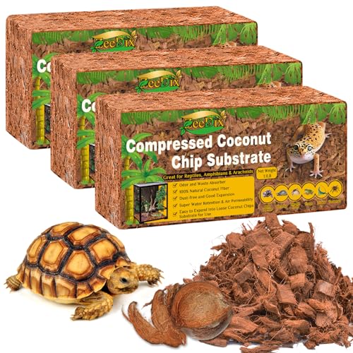 ZeeDix Coconut Husk Chip Substrate for Reptiles, 3 Pack Coconut Husk Mulch - color: 3 Pack