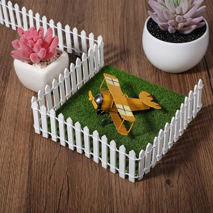 2pcs Mini Picket Fence, 34in Long Wooden Decorative Picket, Micro Landscape Little Ornaments for DIY Plant Pot House Home Dollhouse Outdoor Diorama Project(White)