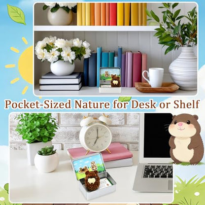 Little Pocket Groundhog Cute Collectible Gift Groundhog Day Decor | Cute mini groundhog in a pocket tin, a collectible desk gift inspired by Groundhog Day for friends and coworkers - style: Groundhog