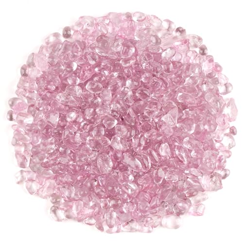 WAYBER 1 Pound Tumbled Sea Glass Pebbles Decorative Glass Stones, Pink | Vivid Long-Lasting Hues, Lustrous Polished Finish, Non-Toxic Material, Ideal for DIY Crafts & Home Decorations - color: Pink