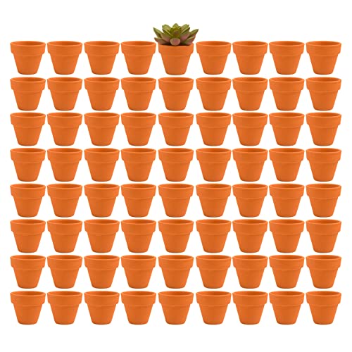 Fcacti 2 Inch Terracotta Pots Pack of 72-Mini Clay Pot with Drainage Hole for Tiny Cactus Herb lithop,Small Succulent Planter Nursery Plant Pot for Windowsill,Cactus Plant,Crafts,Wedding Favors - color: Terracotta