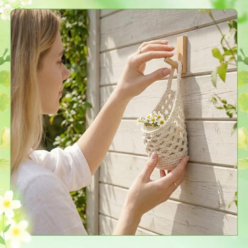 6 Pack Macrame Plant Hangers, Small Hanging Planters for up to 5 Inch Pot - color: Beige