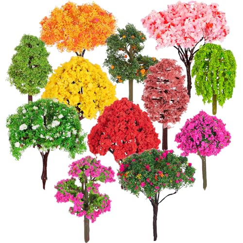 12 Pcs Miniature Fake Trees for Fairy Garden Supplies Model Train Railway Scenery DIY Craft Table Ornaments
