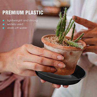 6 Pack Plant Saucer 4 6 8 10 12 14 16 18 20 22 Inch Plastic Plant Tray, Sturdy and Durable Flower Pot Container Accessories Plant Pot Saucers for Indoor and Outdoor (10 Inch, Black) - size: 10 Inch