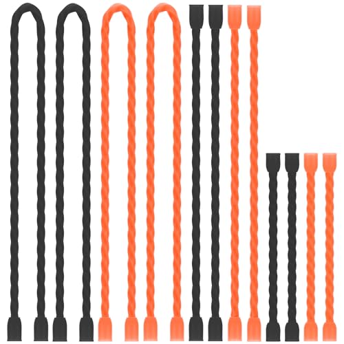 12pcs 3-12In Silicone Cable Ties Reusable Steel-Core Twist Ties Wire Straps - color: Black&orange, size: 3-12 Inch