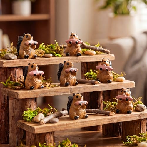 Soulchen 50 Pcs Mini Resin Beavers Figurines, Miniature Animal Statue Bulk
