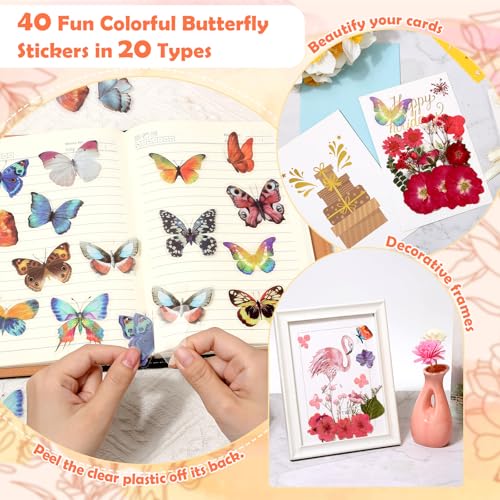 269 PCS Dried Pressed Flowers for Resin Crafts, Bulk Real Nature Pressed Flowers Set Dried Wildflowers Leaves with Butterfly Stickers Tweezers for Jewelry Making DIY Scrapbook Floral Frame Decors - size: 269 Pcs Dried Flowers with Butterfky