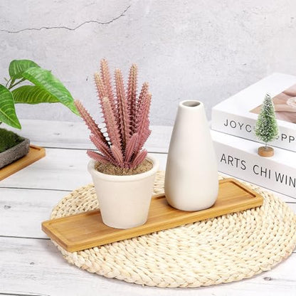 PATIKIL Bamboo Wood Saucer, 10.5x3 Inch Rectangle Wooden Plant Drainage Tray Bonsai Plants Saucer Succulent Pot for Home Balcony Patio - size: 10.5" x 10.5" x 3"