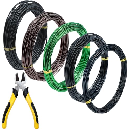 5 Roll Bonsai Wires, Anodized Aluminum Bonsai Training Wire | 3 Colors and 3 Sizes, 1Mm/1.5Mm/2Mm, Total 160 Feet, Aluminum Wires with Wire Cutter for Indoor Garden Small Trunks DIY Tools